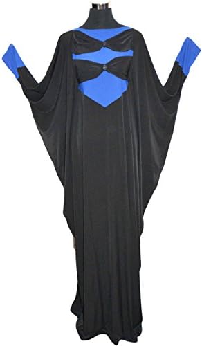 Yaqeen apparell Stretchy Lycra Batwing Abaya With Bow Tie Pattern (Blue)