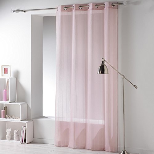 Douceur D'Intérieur - 1623536, Gardine Mit Osen , 140 X 240 Cm , Tissia , Seihtuch Verwobene Fäden , Rosa