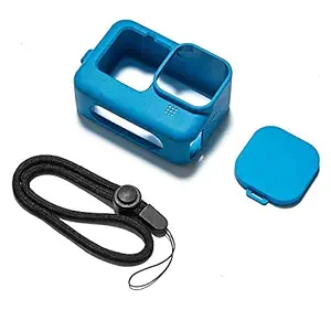 CAMROLITE Protective Silicone Sleeve Case + Lanyard Accessories Soft Rubber Frame Cover Protection for Go Pro Compatible with GoPro Hero 9 Blue Action Camera (Blue)