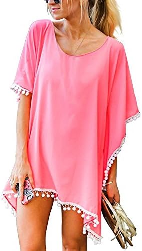 GDKEY Women's Kaftan Chiffon Swimsuit Bikini Beach Cover up(Size A-EU, Pink)