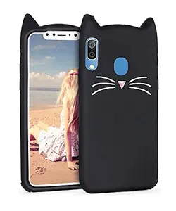 WOOZY Cartoon Series Cat Beard Silicone Case Cover Mobile Shell for Samsung Galaxy A30