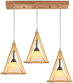 GBYZHMH Creative solid wood ceiling lights in the style of Japanese wood pendant lamp protection of eyes glass shade pendant lamp for the bedrooms Lounge Restaurant Cafe Bar Height Adjustable invisible projector (Size: three bands)