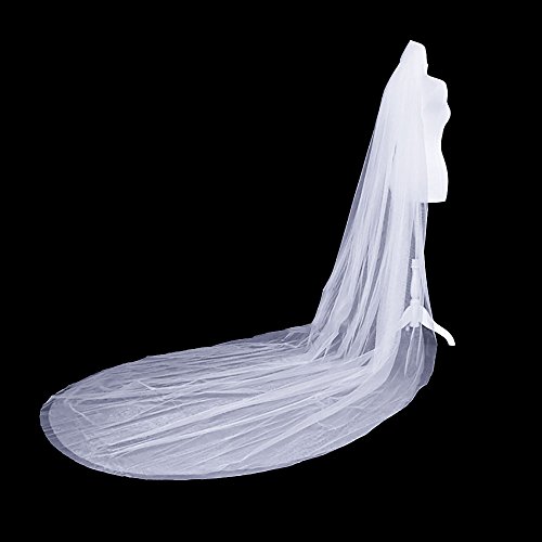 3 x 1,4 M Damen Fee Ultra-Lang Tüll Hochzeit Kathedrale Brautschleier Schleier Mantilla - 3