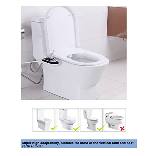 RioRand Nicht-elektrisches intelligentes mechanisches Bidet WC-Befestigung, heißes u. Kaltes Wasser Dual-Düsen Selbst-Reinigung einziehbares Wasser-Strahl-Schwarz - 5