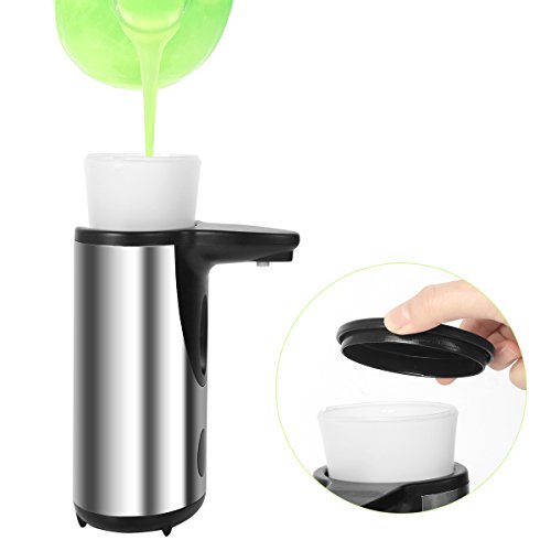 Seifenspender Sensor Infrarot Ohne Bohren 300ML / Automatisch Berührungslos Elektrisch / Edelstahl Set Nachfüllbar Gebürstet Design / Automatik Seifendosierer für Dusche Küche Bad / Soap Dispenser Automatic - 7