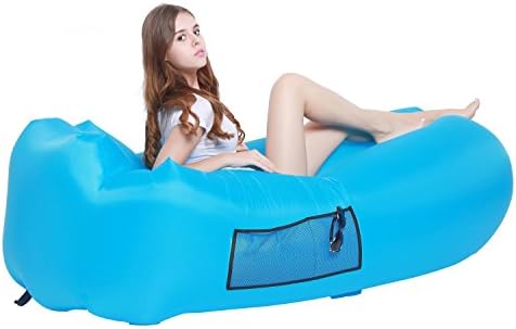 Inflatable Lounger, Yunshangauto Portable Lounger Air Bed Sofa Hammock , Waterproof Lazy Lounger Inflatable Sofa Sleeping Bag, Sleeping Mats for Camping, Pool, Beach, Backyard , Hiking and Outdoor Relaxation, 2018 Improved Version with Durable Dacron (Blue)