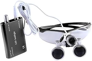 Mike-Dental Loupes binoculaires chirurgicales portables en verre optique 3,5X-R avec lampe LED (noir)
