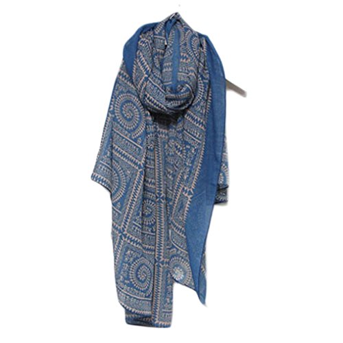 Fulltime(TM) Femmes Vintage long souple imprimé Echarpes Shawl Wrap Scarf (Bleu)