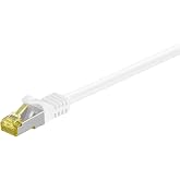 RJ45 Patch Cable with CAT 7 Raw Cable, Double Shielded, S-FTP up to 600 Mhz, Halogen Free Copper Cable, Gold Contacts, 1 m, W