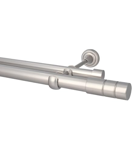 Asta Per Tenda Doppia In Metallo Effetto Acciaio Inox, Ø16 Mm, Lunghezza 160 Cm, Con Supporti E Terminali