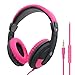 Price comparison product image VCOM Over Ear Headphones Microphone Volume Control Lightweight Stereo Music Gaming Noise Cancelling Adjustable Headsets PS4 Xbox one Smartphones iPhone Laptop Computer PC Mp3/4- Pink