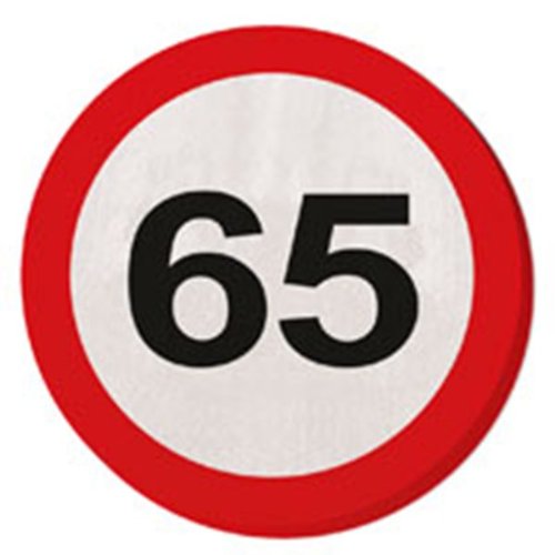 20 SERVIETTEN MOTIV VERKEHRSZEICHEN 65.GEBURTSTAG D:15,5cm
