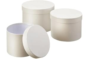 ICFPWR Round Florist Flower Hat Boxes Set of 3 Off-white (4654)