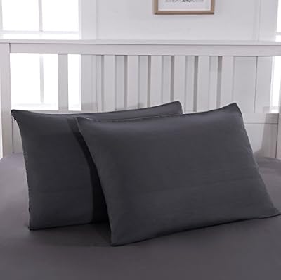 Mohap Lot de 2- Taies D'oreiller Gris 50x70cm Avec une Fermeture Eclair en Microfibre
