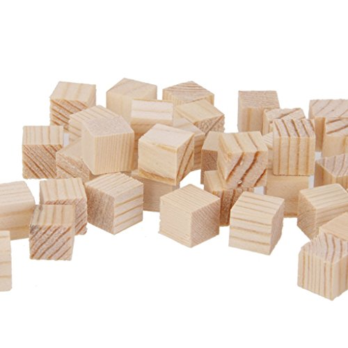 50Pcs Holz Basteln Holzwürfel Spielsteine Bastelmaterial Holz Quadrat Würfel - 2