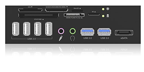 ICY BOX IB-863a-B Interner Multikartenleser für einen 5,25″ Schacht (6-fach Kartenleser, 2x USB 3.0, 4x USB 2.0, 1x eSATA, Audio In/Out) (schwarz) - 3