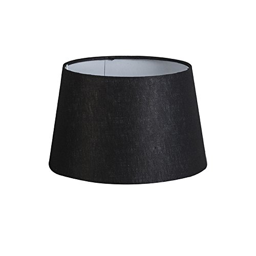 QAZQA Leinen Lampenschirm 25cm rund DS E27 leinen schwarz , Rund konisch Schirm Pendelleuchte, Schirm Stehleuchte,
