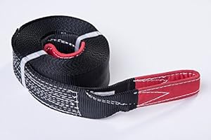 HI-GEAR HiGear 3" X 30' Tow Strap 6.5 Ton 3 Inch X 30 Ft. Polyester Rope with 2 Loops 14,000lb Towing Recovery by Alfa Wheels (Black, 3in 30ft 3x30)