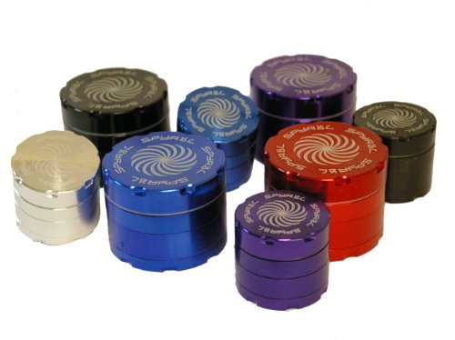 Spyräl 4 Part Pollinator mit Shark Teeth - Innen Silber - 4 Part - Diverse Farben - Spyral Grinder / Pollinator