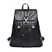 Produktbild Ansenesna Rucksäcke Für Damen Leder Schule Schwarz Rot Groß Taschen Mädchen Retro Für Outdoor Reise (Schwarz)