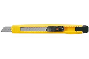 CAMPUS UNIVERSITY Plus Office - Cutter Profesional 90, ángulo de Corte de 60 grados, Cuchilla de Acero Fracturable, 13,5 cm, Retráctil con Sistema de Bloqueo - Color Amarillo y Negro