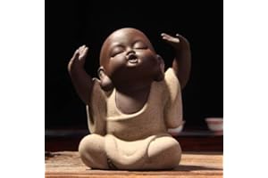Grenric Kleine niedliche Buddha-Statue aus Keramik Mönch Figur Kreative Handwerk Puppe Dekoration Chinesisches Geschenk Zarte Handwerk Keramik (D)