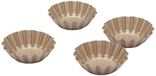 KitchenCraft Paul Hollywood Antihaft-Mini aus Tart Dosen, Stahl, champagner, 6,5 cm, 4 Stück