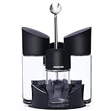 Paquete: 2 coctelera de sal o pimienta de 100 ml, 2 dispensadores de vinagre y aceite de 170 ml, 1 base
