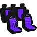 Produktbild Sitzbezug Auto Sitzbezüge Universal Schonbezüge Sport Serie, mit Lenkradbezug & Gurtpolster, Schwarz / Lila AS7264la-a