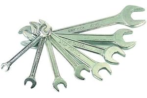 TEC HIT 325509 - Jeu de 8 Clés Plates - Tête en Fourche - Dimension 6mm à 22 mm - En Acier Forgé - Avec une Finition en Chrome