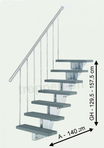 Preisvergleich Produktbild DOLLE Außentreppe Gardenstep mit 7 Steigungen ohne Geländer - 80 cm breit