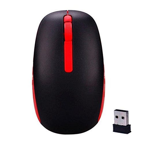 Familizo 2.4GHz Wireless Optical Mouse 3D Pulsanti ricevitore del mouse Gioco (Rosso)