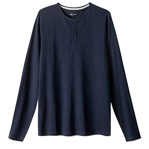 R Edition Mann Shirt Mit Henleyausschnitt, Lange Armel Marine