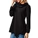 Produktbild Riou-Damen Tops Langearmshirt Hemd Longsleeve T Shirt Verband Frauena Farbe Tops Elegant Bequem Lösen Oberteile beiläufigen Pullover Sweatshirt Spitzen Blusen Baumwoll Herbst (XL, Schwarz)