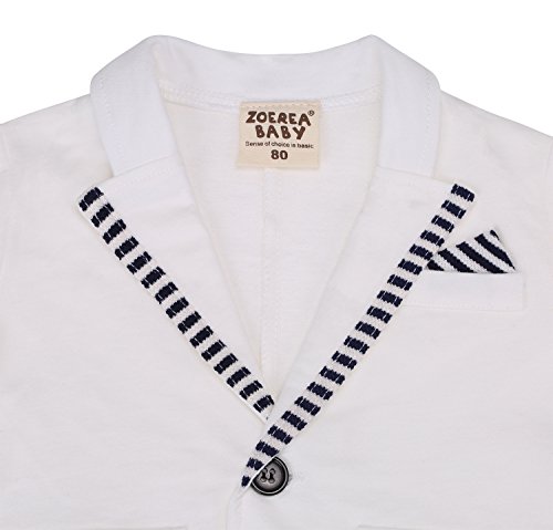 ZOEREA 2tlg Kinder Baby-Jungen Bekleidungssets Strampler + Anzug Mantel Gentleman Baumwolle Weiß Stripe Drucken Bowknot Langarm Baby-Taufe Hochzeit Weihnachten für Frühling Herbst und Winter - 5