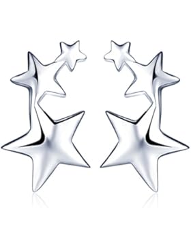 Unendlich U 3 Sterne Pentagramme Damen Ohrstecker 925 Sterling Silber Stecker Ohrringe Ohrschmuck Earrings, Silber