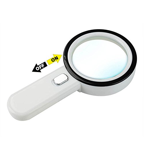 Idealeben 20x Lupa de lectura altos aumentos 12 LEDs altos brillos iluminaci  n perfecto para personas mayores    Blanco y Negro   