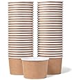 Paper Ice Cream Cups - 50-Count 266ml Disposable Dessert Bowls for Hot or Cold Food, 266-Milliliter Party Supplies Treat Cups for Sundae, Frozen Yoghurt, Soup, Brown
