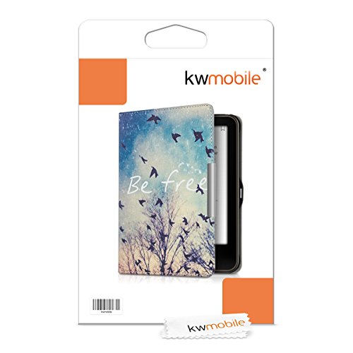 kwmobile Hülle für Tolino Vision 1 / 2 / 3 / 4 HD – Flipcover Case eReader Schutzhülle – Bookstyle Klapphülle Be free Design Schwarz Blau Weiß - 6