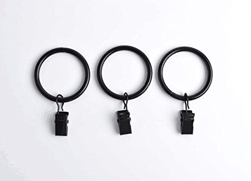 Musuntas 30 Stk. 35mm Durchmesser Mehrzweck Vorhang Clip Gardinenstange Gardinenringe Vorhangringe mit Clips–schwarz - 2