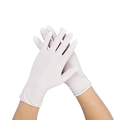Hilitand 100 pcs Gants jetable en latex, Gants de travail sans poudre à résistants d'alcali d'acide pour usage Médical Laboratoire Nettoyage Jardin Peinture Tatouage Coiffure (S)