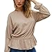 Produktbild Floweworld Damen Freizeit Tops Art und Weise schicke lose Normallack-Rand-Spitze Langarm Pullover Elastic Band Schlank Herbst Bluse