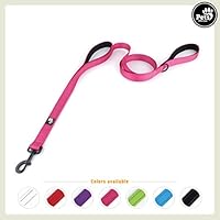 [Gesponsert]Pets&Partner® Hundeleine aus Nylon mit 2 Griffen in verschiedenen Farben für mittel große und große Hunde passend zu Halsband und Geschirr, Hot Pink