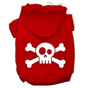 Mirage Pet Products Skull Crossbones Screen Print Pet Hoodies, Size 16, Red