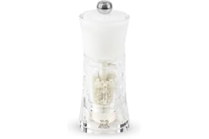 PEUGEOT - Salzmühle für feuchtes Salz Molene 14 cm - Klassische Einstellung - Zirlion-Mahlwerk aus Zirkonia für pulverfeines Salz - Aus Acryl - Französisches Know-how - Weiß