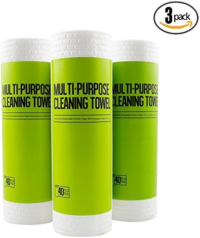 Weallnersse Kitchen Clean Paper Towel Cloth Durable Washable for Dish/Glass/Desk/Furniture Washing in Housing/Parties/Wedding/Dinners/Cookroom/Picnic/Events (3 Rolls 120 Sheets)