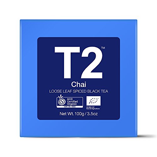 T2 Tea Organic Chai Loose Leaf Spiced Black Tea in Gift Cube, 100 g