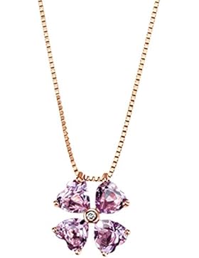 Goldmaid Damencollier lovely Flower 375 Rosègold 4 Amethyst pink facettiert herzförmig 1 Brillant Venezianerkette...