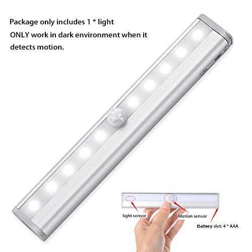 Zoeson Lampe Détecteur de Mouvement, Veilleuse LED avec Bande Magnétique, Alimenté par Batterie(Sans Fil), Lumière Automatique d'Armoire Placard Cabinet