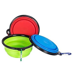 Plegable Viajes Silicona Gatos Perros Bowl Portable Pet Food Cuenco de Agua 3 Juegos, Alimentación a Través del Bebedero Portátil de Agua Potable con Gancho de Agua, Fácil de Llevar, Ahorrar Espacio.
